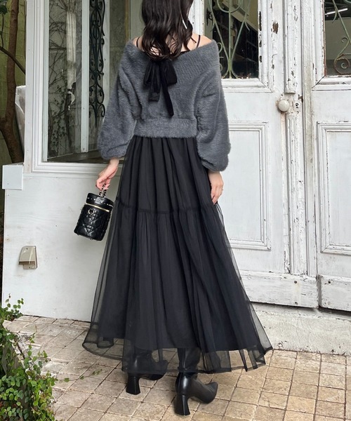 セール】【WEB限定】M/Lサイズ展開/全骨格優勝ニットセットワンピ