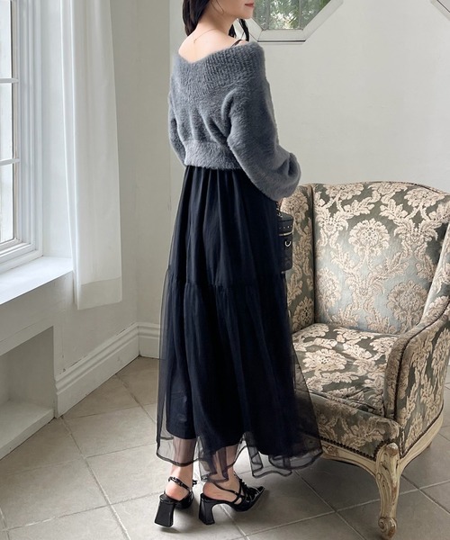 セール】【WEB限定】M/Lサイズ展開/全骨格優勝ニットセットワンピ