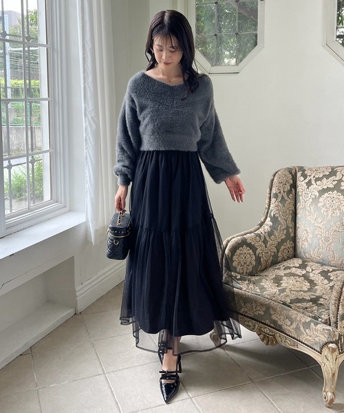 ワンアフターアナザーナイスクラップ　全骨格優勝ニットセットワンピ one after another NICE CLAUP ワンピース 「WEB限定」M/Lサイズ展開