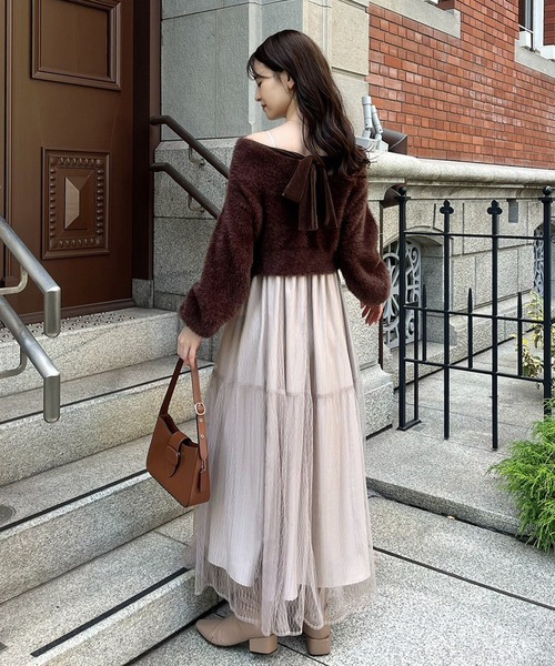 ナイスクラップ 全骨格優勝ニットセットワンピ one after another NICE CLAUP ワンピース 「WEB限定」M/Lサイズ展開