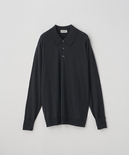 JOHN SMEDLEY(ジョンスメドレー)の「クラシック長袖ニットポロシャツ(ニット/セーター・メンズ・ブラック/ダークネイビー/ダークグレー・XL/L/M/S)」の2枚目の写真