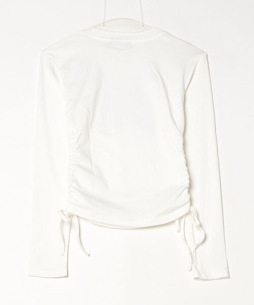 .KOM(ドットコム)の「『.KOM/ドットケーオーエム』バタフライアップリケサイドギャザー長袖Tシャツ【GC】(Tシャツ/カットソー・レディース・ブラック/ホワイト/グレー・FREE)」の8枚目の写真