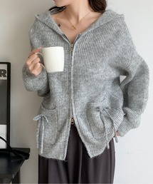 ダブルジップアップ」に該当するレディースのニット/セーター（グレー