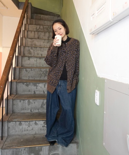 セール】レオパードルーズニットカーデ（カーディガン/ボレロ）｜TEEN