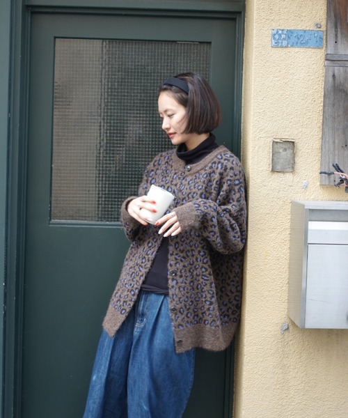 TEEN BOOP レオパードルーズニットカーデ　brown セール】レオパードルーズニットカーデ（カーディガン/ボレロ）｜TEEN