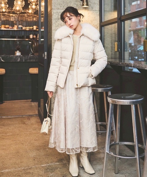 【未使用】スール　ダウンジャケット　ベルト付き　女優襟　ヤマダヤ　soeur7 ファー襟取り外しショートダウン（ダウンジャケット/コート）｜SWINGLE