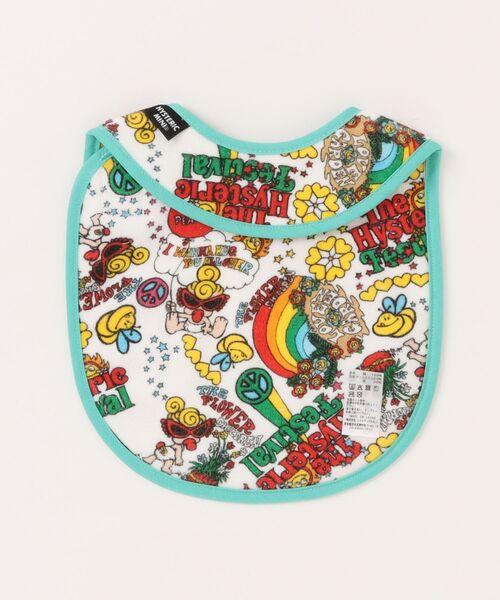 HYSTERIC MINI(ヒステリックミニ)の「パイル The Hysteric Festival総柄 D型スタイ(スタイ/よだれかけ・キッズ・エメラルド/レッド・FREE)」の3枚目の写真