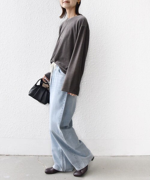 SHIPS(シップス)の「〈手洗い可能〉コットン ポリエステル ベロア ワイド スリーブ(Tシャツ/カットソー・レディース・ライトグリーン/ダークグレー/ネイビー・ONE SIZE)」の5枚目の写真