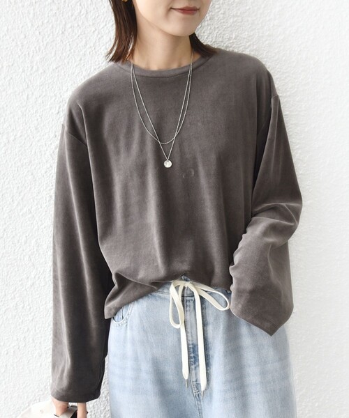 SHIPS(シップス)の「〈手洗い可能〉コットン ポリエステル ベロア ワイド スリーブ(Tシャツ/カットソー・レディース・ライトグリーン/ダークグレー/ネイビー・ONE SIZE)」の9枚目の写真