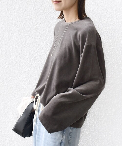 SHIPS(シップス)の「〈手洗い可能〉コットン ポリエステル ベロア ワイド スリーブ(Tシャツ/カットソー・レディース・ライトグリーン/ダークグレー/ネイビー・ONE SIZE)」の10枚目の写真