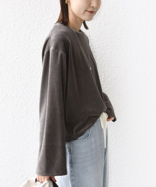 SHIPS(シップス)の「〈手洗い可能〉コットン ポリエステル ベロア ワイド スリーブ(Tシャツ/カットソー・レディース・ライトグリーン/ダークグレー/ネイビー・ONE SIZE)」の12枚目の写真