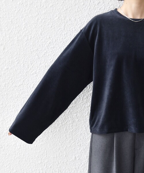 セール】〈手洗い可能〉コットン ポリエステル ベロア ワイド スリーブ