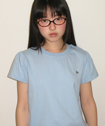 PUFF SHIRRING SHORT SLEEVE T SHIRT SOFT BLUE