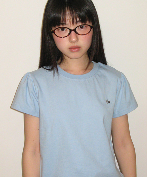 RONRON(ロンロン)の「PUFF SHIRRING SHORT SLEEVE T SHIRT SOFT BLUE(Tシャツ/カットソー・レディース・その他・FREE)」の1枚目の写真