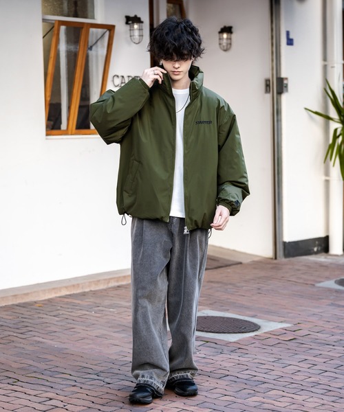 STARTER BLACK LABEL(スターターブラックレーベル)の「STARTER BLACK LABEL スターターブラックレーベル タスランファイバー中綿ワンポイントロゴ刺繍スタンドジャケット(ブルゾン・メンズ・チャコール/グレー/カーキ/ブラック・XL/L/M)」の6枚目の写真