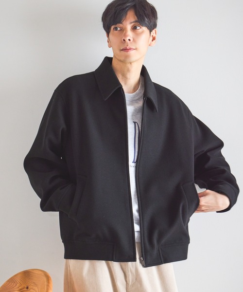 GLOBAL WORK(グローバルワーク)の「ウーリーテックジップブルゾン/595539(ブルゾン・メンズ・ブラック/グレイッシュベージュ・SMALL/MEDIUM/LARGE)」の2枚目の写真