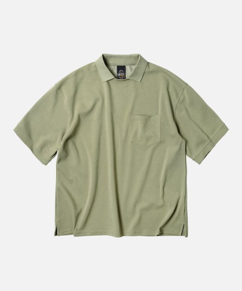 Collar Layered Pique Shirt — слоистая рубашка‑пике светло‑хаки