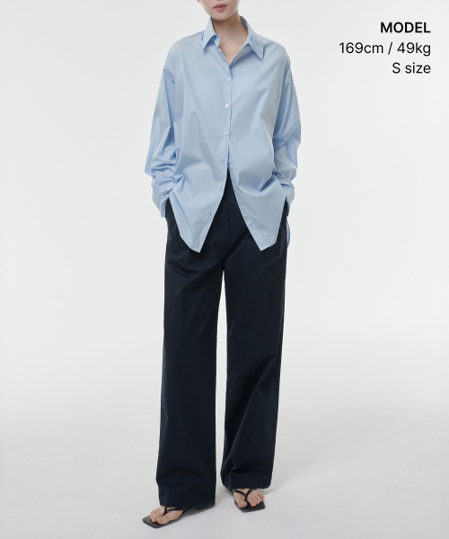 MUSINSA STANDARD WOMAN（ムシンサスタンダードウーマン）の「ウィメンズコットンナイロンオーバーサイズシャツ[ライトブルー]（シャツ/ブラウス・レディース・その他・SMALL/MEDIUM/LARGE/X-SMALL）」の2枚目の写真
