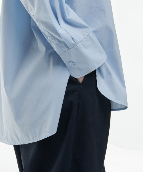 MUSINSA STANDARD WOMAN（ムシンサスタンダードウーマン）の「ウィメンズコットンナイロンオーバーサイズシャツ[ライトブルー]（シャツ/ブラウス・レディース・その他・SMALL/MEDIUM/LARGE/X-SMALL）」の6枚目の写真