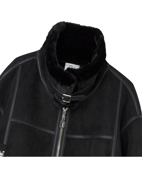 セール】フェイクファー ハイネック ムートンジャケット [ミンク