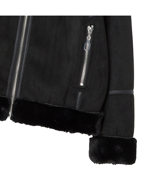 セール】フェイクファー ハイネック ムートンジャケット [ミンク