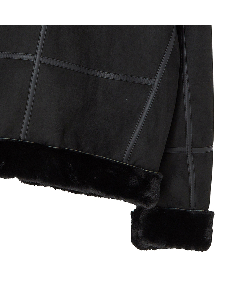 セール】フェイクファー ハイネック ムートンジャケット [ミンク