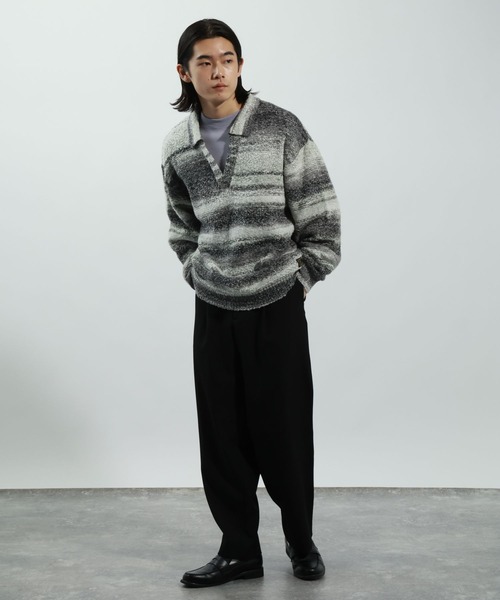 BAYFLOW（ベイフロー）の「ブークレスキッパーニットプルオーバー（ニット/セーター・メンズ・ベージュ/グレー・MEDIUM/LARGE）」の4枚目の写真