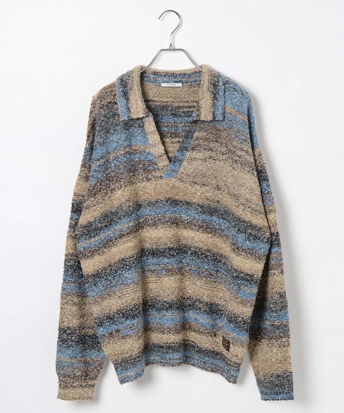 BAYFLOW（ベイフロー）の「ブークレスキッパーニットプルオーバー（ニット/セーター・メンズ・ベージュ/グレー・MEDIUM/LARGE）」の6枚目の写真