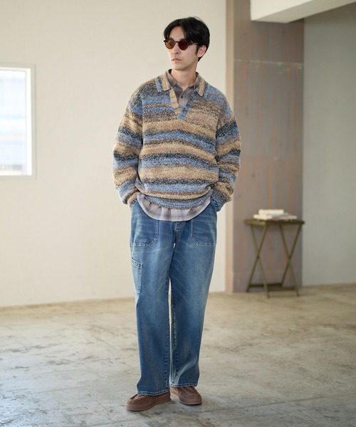 BAYFLOW（ベイフロー）の「ブークレスキッパーニットプルオーバー（ニット/セーター・メンズ・ベージュ/グレー・MEDIUM/LARGE）」の7枚目の写真