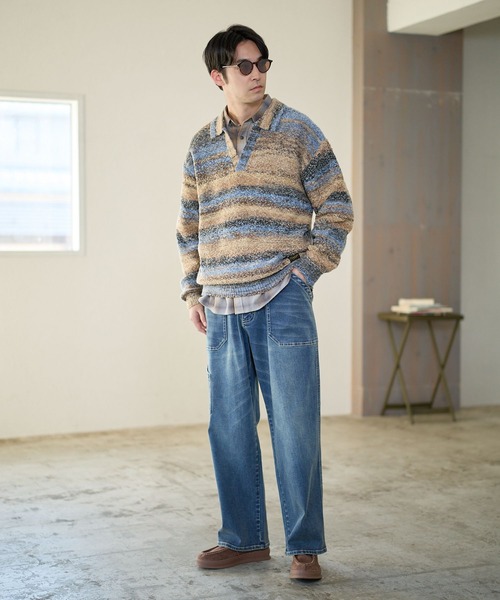 BAYFLOW（ベイフロー）の「ブークレスキッパーニットプルオーバー（ニット/セーター・メンズ・ベージュ/グレー・MEDIUM/LARGE）」の8枚目の写真