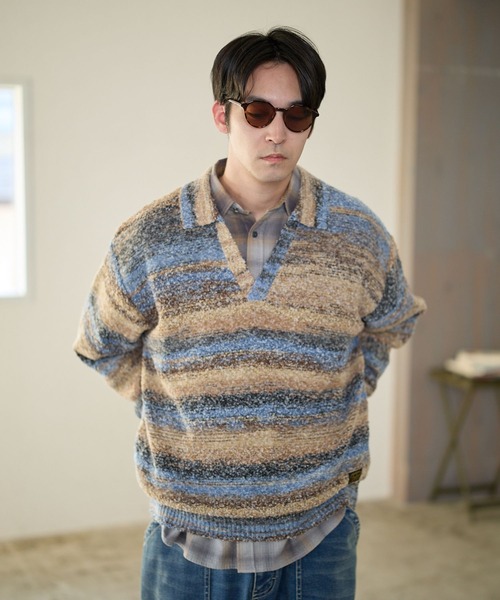 BAYFLOW（ベイフロー）の「ブークレスキッパーニットプルオーバー（ニット/セーター・メンズ・ベージュ/グレー・MEDIUM/LARGE）」の10枚目の写真