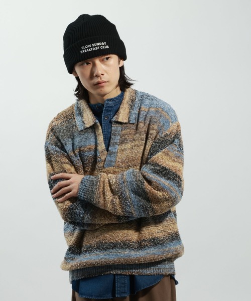 BAYFLOW（ベイフロー）の「ブークレスキッパーニットプルオーバー（ニット/セーター・メンズ・ベージュ/グレー・MEDIUM/LARGE）」の12枚目の写真