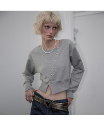 Eyelet Slit Sweatshirt [Gray]