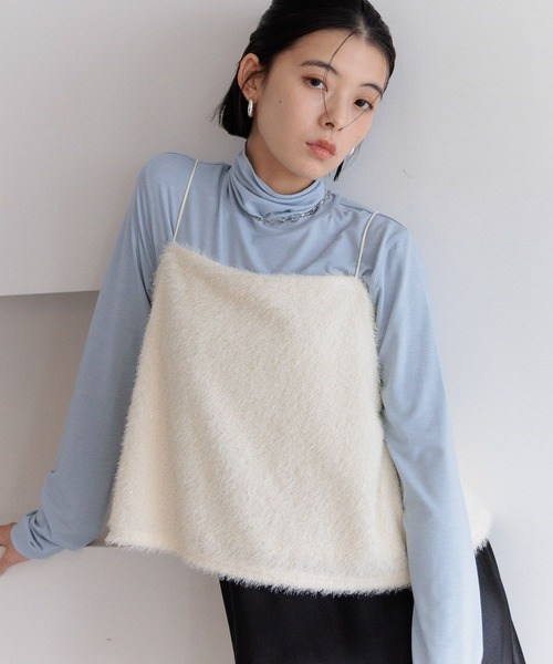 BAYFLOW（ベイフロー）の「[WEB限定]ラメシャギービスチェ（キャミソール・レディース・アイボリー/ブラック・FREE）」の12枚目の写真