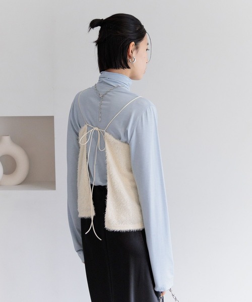 BAYFLOW（ベイフロー）の「[WEB限定]ラメシャギービスチェ（キャミソール・レディース・アイボリー/ブラック・FREE）」の13枚目の写真