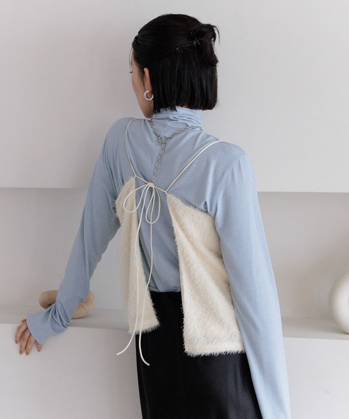 BAYFLOW（ベイフロー）の「[WEB限定]ラメシャギービスチェ（キャミソール・レディース・アイボリー/ブラック・FREE）」の14枚目の写真