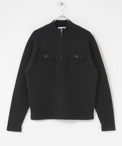SENSE OF PLACE by URBAN RESEARCH(センスオブプレイスバイアーバンリサーチ)の「『洗濯可』ダブルポケットハーフジップニット(ニット/セーター・メンズ・ブラック/グレー・LARGE/MEDIUM)」の2枚目の写真