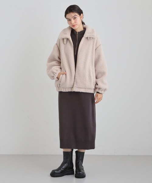 THE SHOP TK （ザ ショップ ティーケー ）の「マシュマロタッチ ボアボンバージャケット（ブルゾン・レディース・チャコールグレー/ナチュラル・12/13）」の9枚目の写真