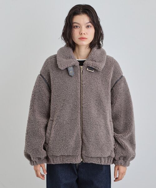 THE SHOP TK （ザ ショップ ティーケー ）の「マシュマロタッチ ボアボンバージャケット（ブルゾン・レディース・チャコールグレー/ナチュラル・12/13）」の11枚目の写真