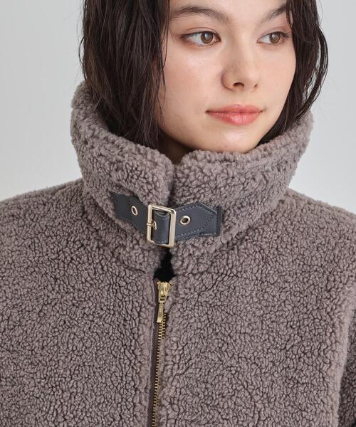 THE SHOP TK （ザ ショップ ティーケー ）の「マシュマロタッチ ボアボンバージャケット（ブルゾン・レディース・チャコールグレー/ナチュラル・12/13）」の15枚目の写真