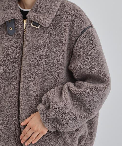 THE SHOP TK （ザ ショップ ティーケー ）の「マシュマロタッチ ボアボンバージャケット（ブルゾン・レディース・チャコールグレー/ナチュラル・12/13）」の17枚目の写真