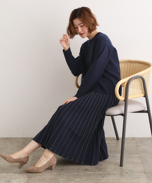 grove(グローブ)の「【SETUP可能】冬から春まで軽やかに ラメラインニットプリーツスカート(スカート・レディース・ダークグレー/ネイビー/ピンク・02/05/04/03/01)」の13枚目の写真