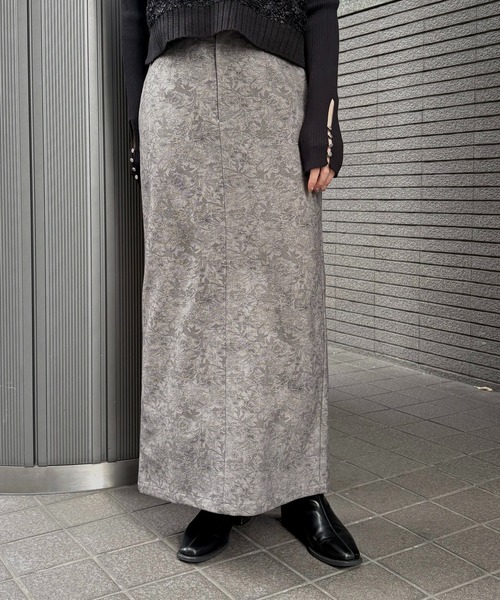 &g'aime(アンジェム)の「【&g'aime 】花柄タイトスカート Floral Tight Skirt(スカート・レディース・グレー/ブラック・FREE)」の1枚目の写真