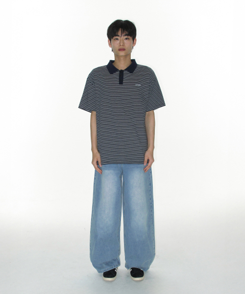 AMESWORLDWIDE（アメスワールドワイド）の「OVERFIT STITCH DENIM PANTS LIGHT BLUE（デニムパンツ・レディース・その他・SMALL/MEDIUM/LARGE）」の4枚目の写真