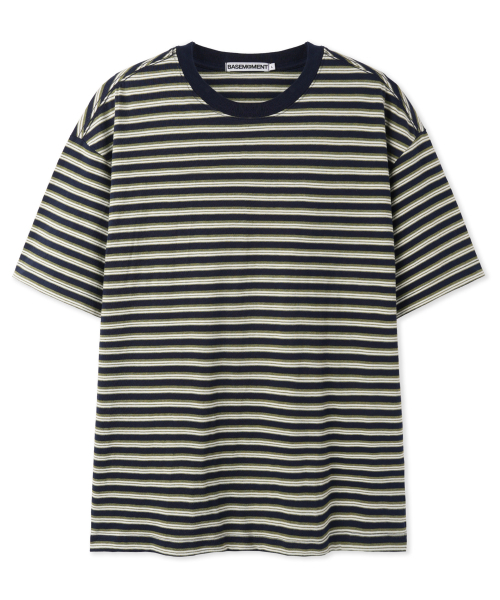BASEMOMENT（ベースモーメント）の「ストライプボーダーTネイビー（Tシャツ/カットソー・メンズ・その他・MEDIUM/X-LARGE/LARGE）」の2枚目の写真
