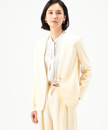 K.T KIYOKO TAKASE（キヨコタカセ）の「〔 TALLサイズ 〕 【セットアップ対応】トリアセテートポリエステルダブルクロス ノーカラージャケット（ノーカラージャケット）」