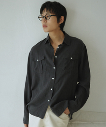フレンチツーポケットリネンシャツ_NAVY(WC25-SH03)