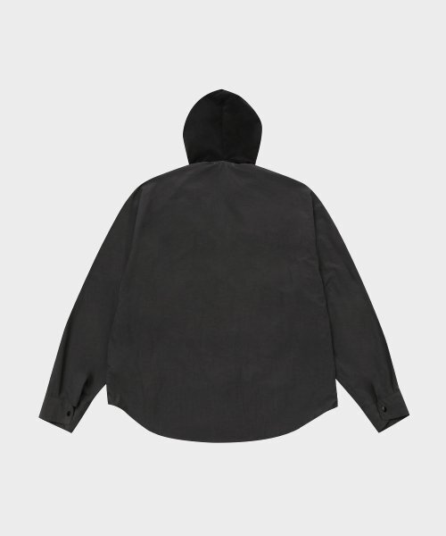 SLOW RECORD HOUSE(スローレコードハウス)の「ナイロンフードシャツ_チャコール(シャツ/ブラウス・レディース・その他・SMALL/MEDIUM/LARGE)」の2枚目の写真