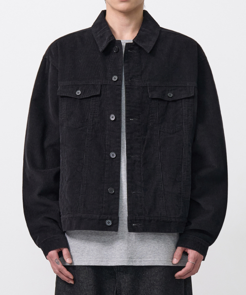 EXCONTAINER(エックスコンテナ)の「コーデュロイトラッカージャケット (ブラック)(デニムジャケット・メンズ・その他・MEDIUM/LARGE/X-LARGE)」の1枚目の写真
