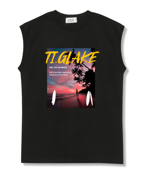 TI.GLAKE(ティーグレイク)の「サンセットアロン オーバーサイズ ノースリーブTシャツ ブラック(Tシャツ/カットソー・レディース・その他・LARGE/X-LARGE/XX-LARGE)」の1枚目の写真